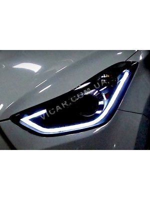 Передняя led оптика в черном цвете Elantra 2010+...